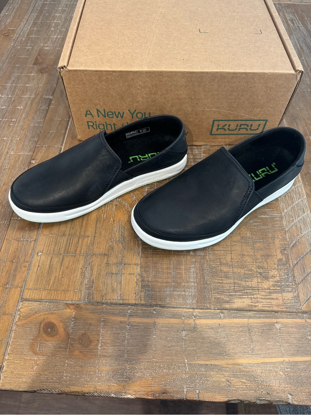 KURU ROAM ATLA Black Slip-On with White Outsole NEW IN BOX